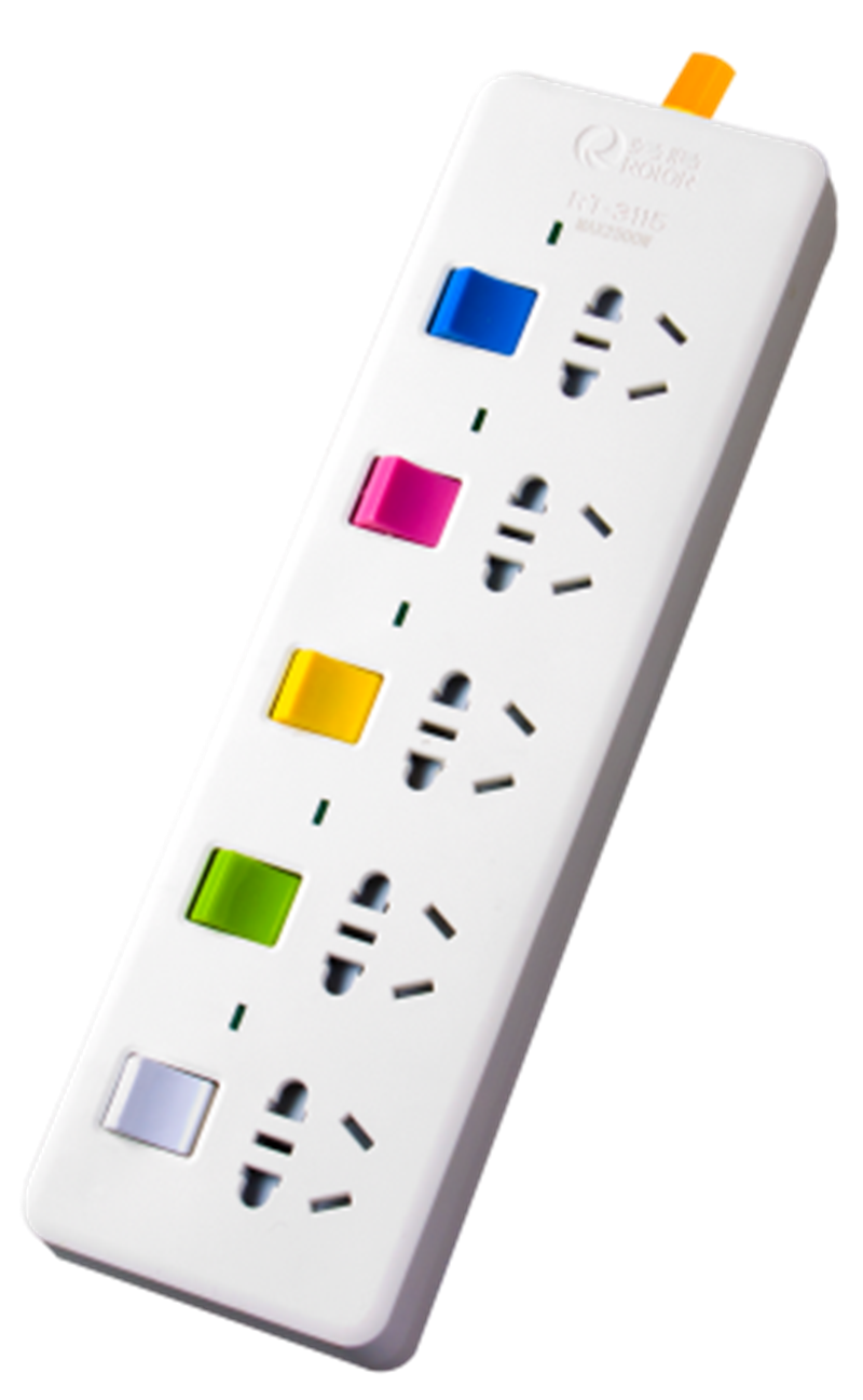 劳特新品国标插座三插五孔独立开关电源接线板拖线板10a办公排插_7折