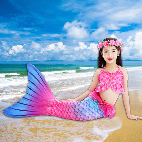 Children's mermaid swimsuit, girls' fish tail princess skirt style swimsuit, girls' three piece set, split lace dress Children's mermaid swimsuit, girls' fish tail princess skirt style swimsuit, girls' three piece set, split lace dress