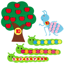 Kindergarten area material Apple tree caterpillar point pairing DIY non-woven montschen teaching aids mathematics