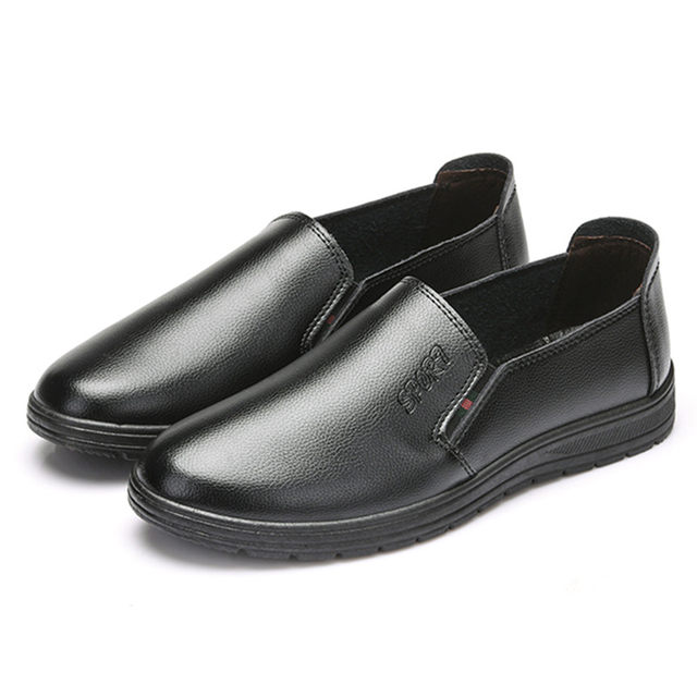 Chef's Leather Shoes ເຮືອນຄົວຜູ້ຊາຍເກີບເຮັດວຽກບໍ່ລື່ນກັນນ້ໍາຂອງໂຮງແຮມເກີບນ້ໍາປ້ອງກັນເກີບຫນັງຜູ້ຊາຍເກີບເຮັດວຽກສີດໍາພາກຮຽນ spring