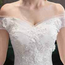 Light Wedding Dress 2021 New Bride Qi Han character shoulder series dream Super fairy Hepburn luxury