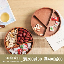Wood says Usandalwood Lattice Fruit Pan Household Dry Fruit Box Day Style Solid Wood Snacks Storage Pan Melon Nut Box