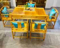 Xianzuo Sichuan golden silk Nanmu Xiao Ye Zhennan solid wood tea table Simple new Chinese tea table combination furniture mortise and tenon