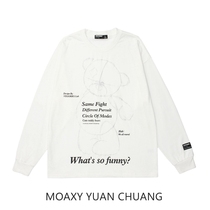 MOAXJ original trendy brand national tide ins fun trend cotton big letter graffiti men and women loose long sleeve T-shirt