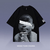 MOAXJ original trendy brand 2021 summer new European and American street loose short sleeve T-shirt summer national tide men and women