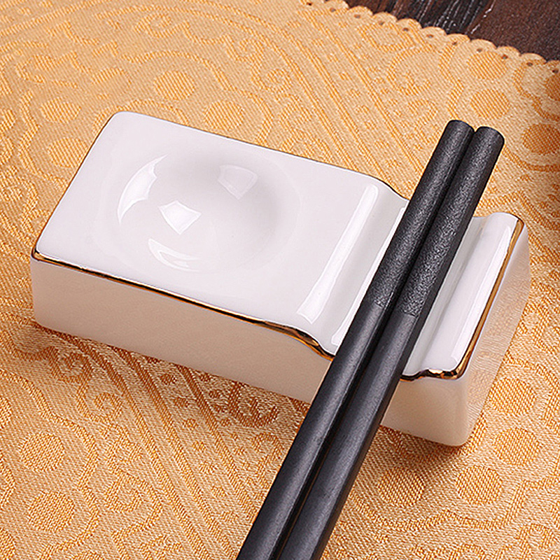 lifeeyes酒店餐厅摆台餐具陶瓷筷子架筷子托骨瓷双用筷架金银边