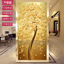 Customized screen partition art glass porch aisle background simple carved double-sided transparent shoe cabinet partition glass