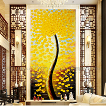 Modern style art glass porch aisle background wall wire tempered painting process living room screen cabinet partition