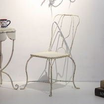 American retro-made old chair stool backlocked lazy household leisure table coffee chair outdoor iron chair