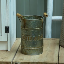 Retro - ear iron barrel flower bucket Flower shop household dry flower flower art to decorate flowers