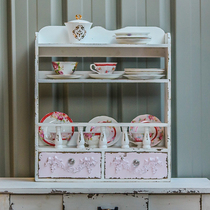 American-style kitchen storage multifunctional shelf gardening grocery mounted solid wooden cabinet cafe decoration