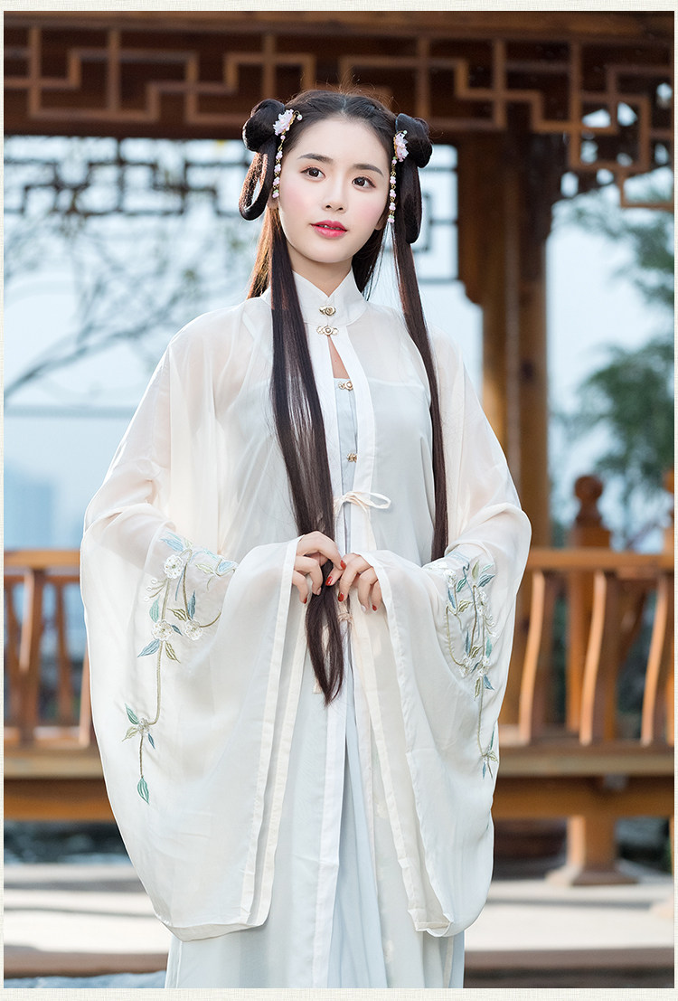 实拍5693#春夏新款传统汉服日常汉元素广袖立领纱衫主腰齐腰襦裙