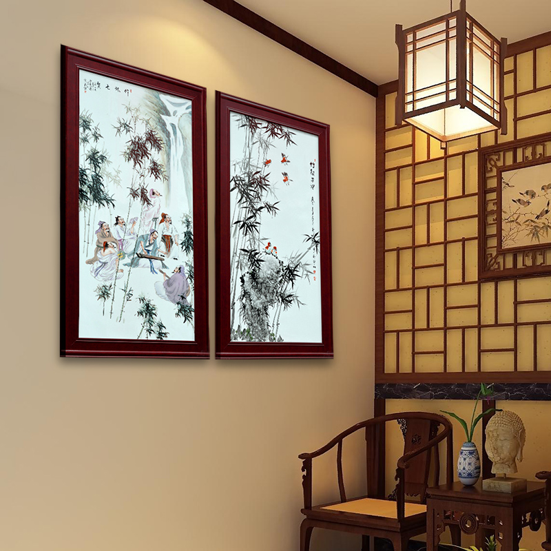 Jingdezhen ceramic hand - made Chinese porcelain plate painting bamboo adornment safe arrivals from porch hang a picture to the sitting room the study background