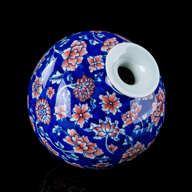 Jingdezhen blue and white youligong furnishing articles hand - made ceramic vase vases, flower arrangement of Chinese style living room decorations pomegranate bottles