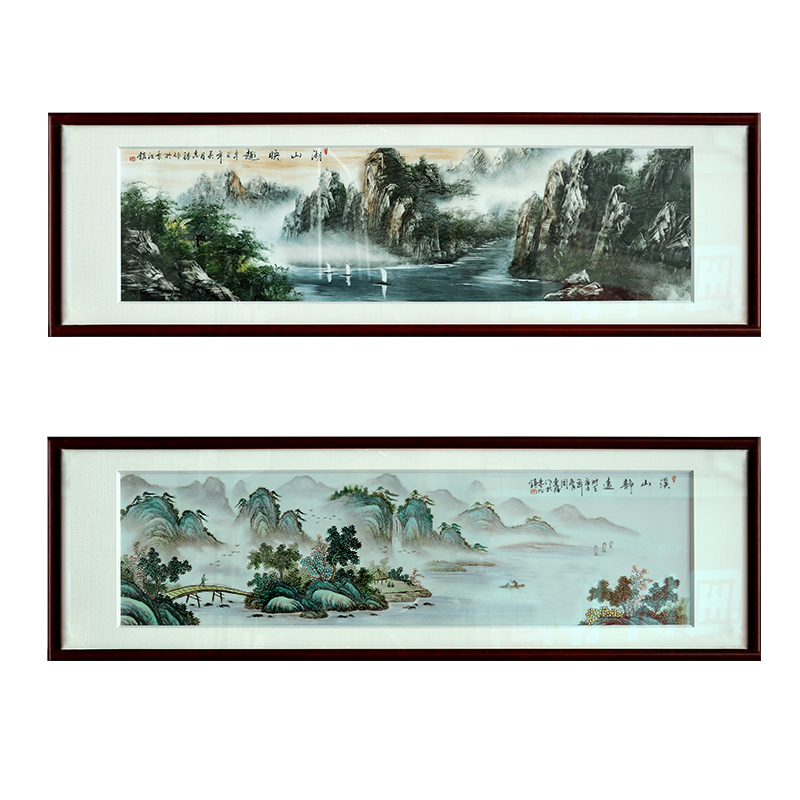 Jingdezhen hand - made scenery scenery porcelain plate painting the sitting room porch decoration study Chinese style sofa setting wall hang a picture