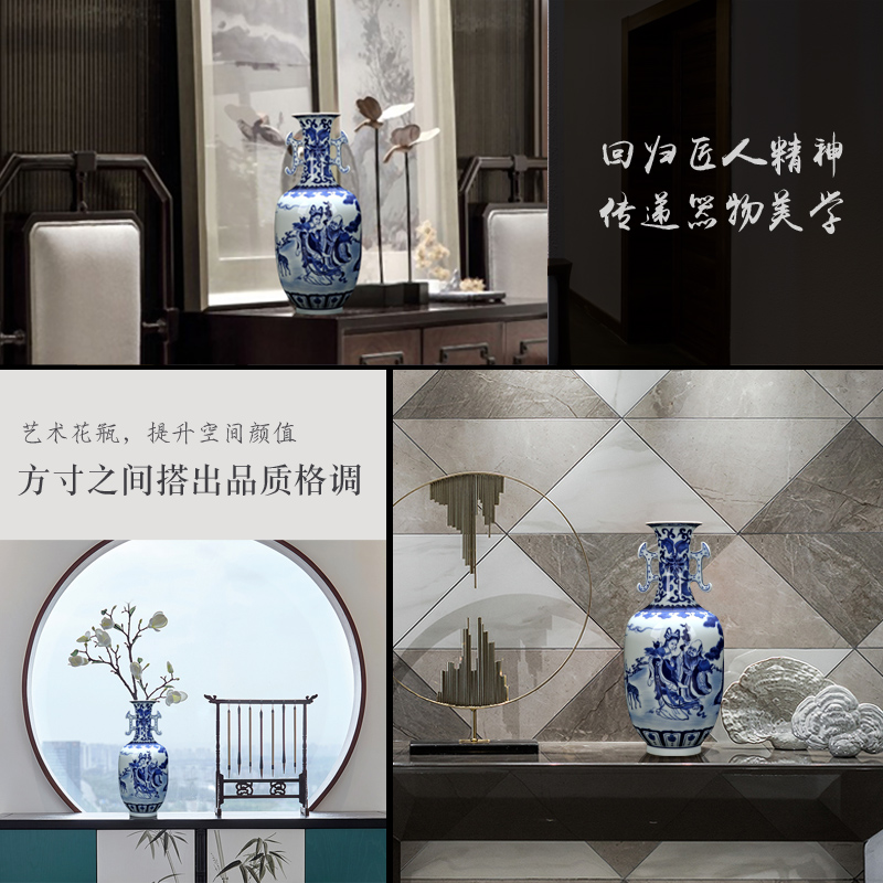 Jingdezhen blue and white mago vase hand - made antique imitation kangxi offered vase life of ears