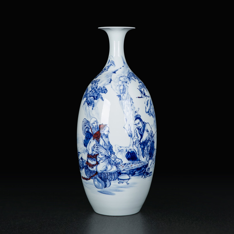 Big jingdezhen blue and white porcelain vase Chinese antique hand - made decorative flower arrangement sitting room desktop furnishing articles ceramics by hand