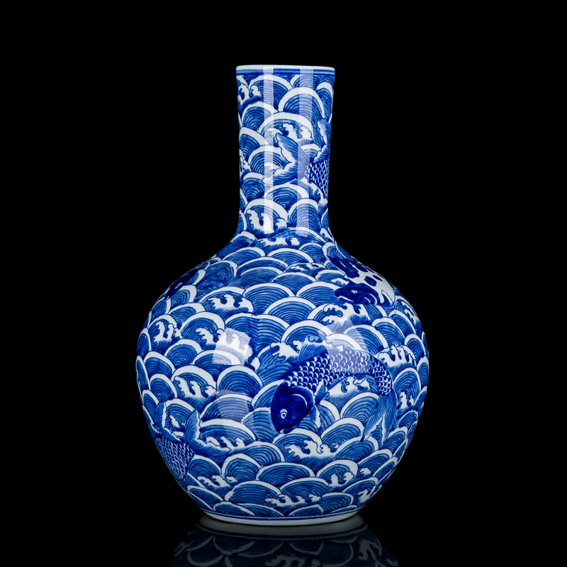 Jingdezhen hand made blue and white porcelain vase furnishing articles household act the role ofing is tasted, the sitting room TV ark, new Chinese style ceramic bottle arranging flowers