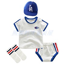 Baby childrens clothing summer baby sports two-piece football set infant clothes cotton baby Leisure set tide