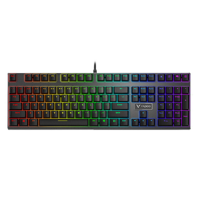 Rapoo V700RGB ແປ້ນພິມກົນຈັກແບບມີສາຍ ດຳ ຊາດຳ ແກນສີຂຽວ e-sports gaming desktop laptop