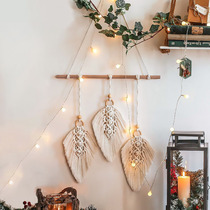 Nordic style bohemian feather handmade cotton rope woven tapestry restaurant bedroom wall hanging decoration background Wall leaves