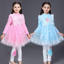 Aisha Princess Dress Girls Plus Velvet Dress Christmas Childrens Clothing Frozen Aisha Skirt Autumn and Winter