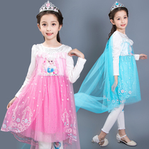 Frozen princess Dress Aisha Girls Long Sleeve Dress Pure cotton autumn Childrens foreign style Aisha skirt autumn