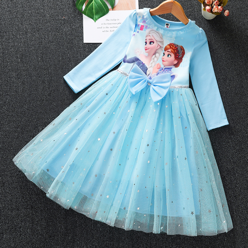 Ice and Snow Edge Love Tha Princess Dresses Girl Foreign Dress Autumn Dress Children Ai Shayo Pie Dress Fall New