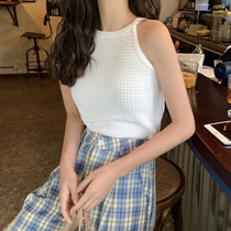 Hanging neck harness vest female inner lap net red explosive section Knit Bottom Design Sensation small crowd Spicy Blouse Outwear