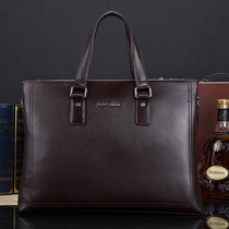 Zhuo Fan Armani handbag mens leather horizontal large-capacity messenger bag cowhide business OL briefcase