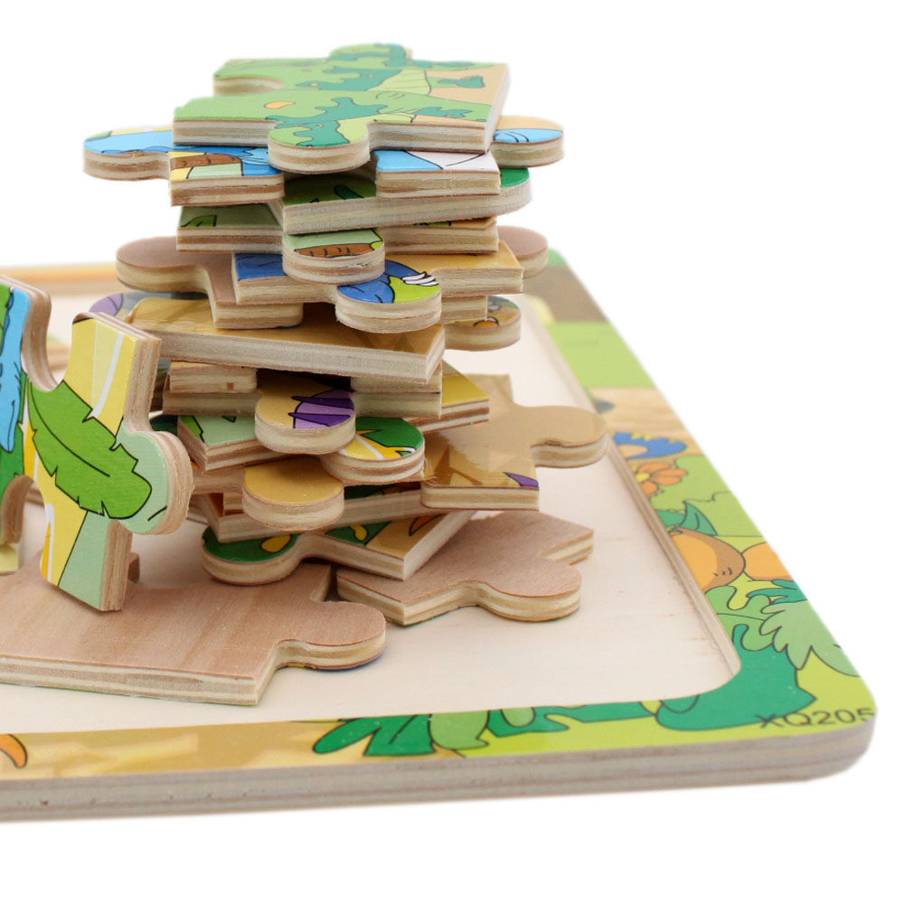 24片木制大拼图恐龙世界卡通益智儿童早教木质认知拼板玩具3-6岁