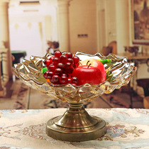 European crystal glass fruit plate set Fruit plate Brown living room coffee table Large dried fruit plate Home decoration ornaments