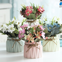 Real pot flower tea table trinkets Jewelry Living room table room tea real and fake table decoration Refrigerator desktop