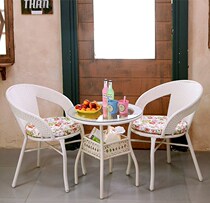 Fujchair Three-five-piece kit Composition Leisure Balcony Small Tea Table Courtyard Creative Round Tea Table And Chairs Outdoor Bamboo