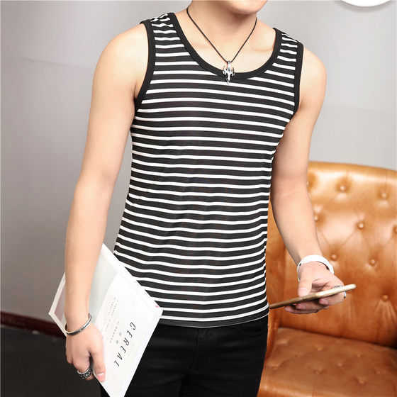 Summer pure cotton striped vest male young student slim sleeveless T-shirt fitness sports knee-cut shoulder base sweat shirt
Summer pure cotton striped vest male young student slim sleeveless T-shirt fitness sports knee-cut shoulder base sweat shirt