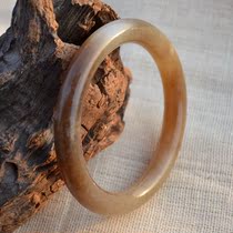 Russian material Hetian Jade round bracelet jade bracelet Lady bracelet 57 small circle mouth green Xinjiang dont want material Hetian Jade sugar White