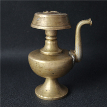 = Old = Tibetan old lamp butter lamp ornaments Tibetan pure copper old Butter Pot tribute ornaments