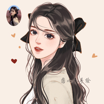 Watercolor painter manuscript painting head portrait hand-painted Q version Cartoon WeChat portrait couple animation hand-painted avatar customization