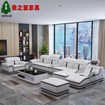 Large apartment massage leather sofa combination living room first layer cowhide 1 2 expensive villa high-grade atmospheric leather sofa