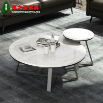 Nordic marble coffee table Italian minimalist round storage small apartment light rock board light luxury modern TV cabinet combination