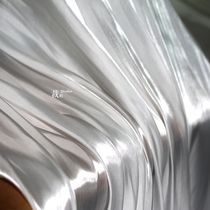 Liquid Water Light Cloth God Fairy Crystal Silk Ribbons Black & White Silk Gown Wedding Yarn Glossy Bright Face Designer Fabric