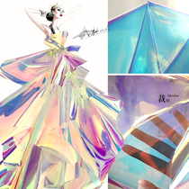 Laser tpu designer fabric transparent mirror illusion colorful clothing bag waterproof fabric creative fabric