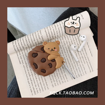 ins cute cookie bear suitable for 1 2 generation airpods protective sleeve apple silicone wireless bluetooth headset female