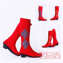Ethnic Mongolian ethnic Mongolian dance shoes Tibetan dance shoes female style dance stage performance shoes elastic high cylinder boots