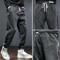 Spring and autumn 2021 New Korean version of the trend toe nine-point jeans mens slim feet small feet large size Tide brand pants