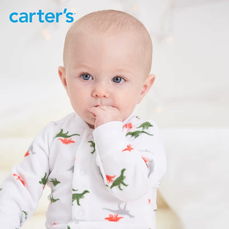 Carter's1件式婴儿印花长袖连体衣恐龙摇粒绒动物包脚爬服115G157产品展示图4