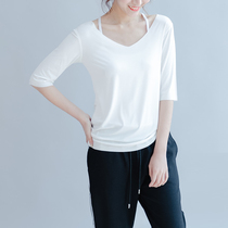 Clear Washing Great Round collar Modale cotton mid-sleeve No-marks-100 lap T-shirt Female Bean Pure color Neyhitch is cool and cool