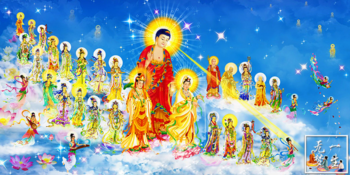 diy钻石画方钻满钻贴钻画佛像西方三圣接引图十字绣钻石绣 包邮_7折