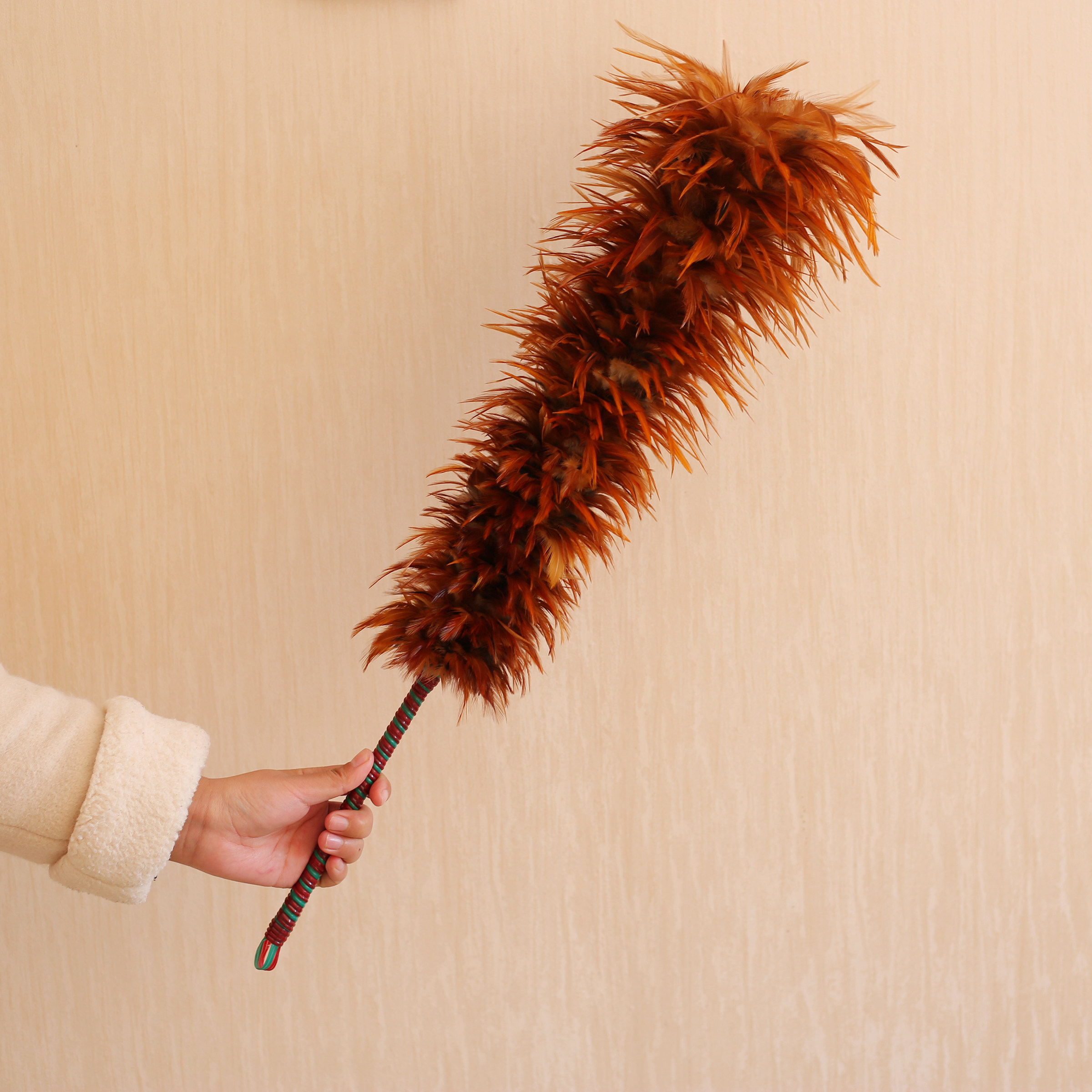 鸡毛掸子车用家用扫灰不掉毛手工鸡毛扫清洁用品汽车拖把掸子除尘