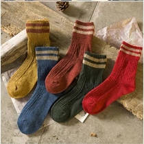 Swuttlefish personal wool socks protozoan thickened thick wire knitted heating heap sock tweed striped barrel stemaker